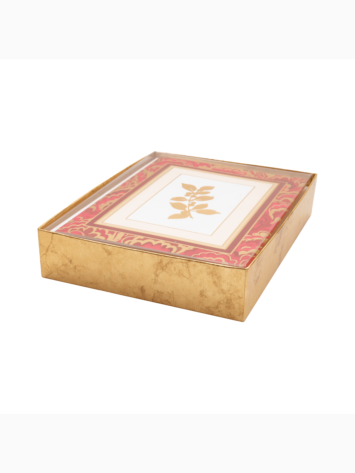 Holly Sprig Marbled Foil Boxed Christmas Cards, Caspari (2)