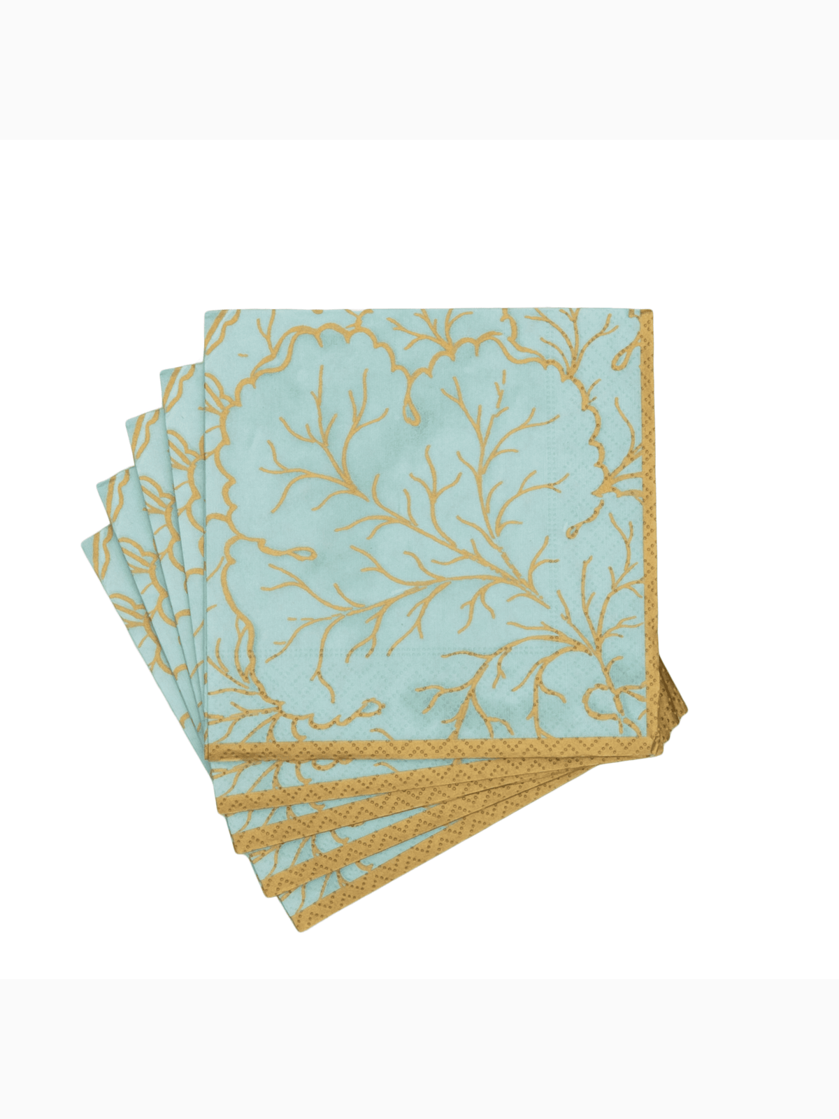 Gilded Majolica Cocktail Napkins, Saltwater, Caspari (2)
