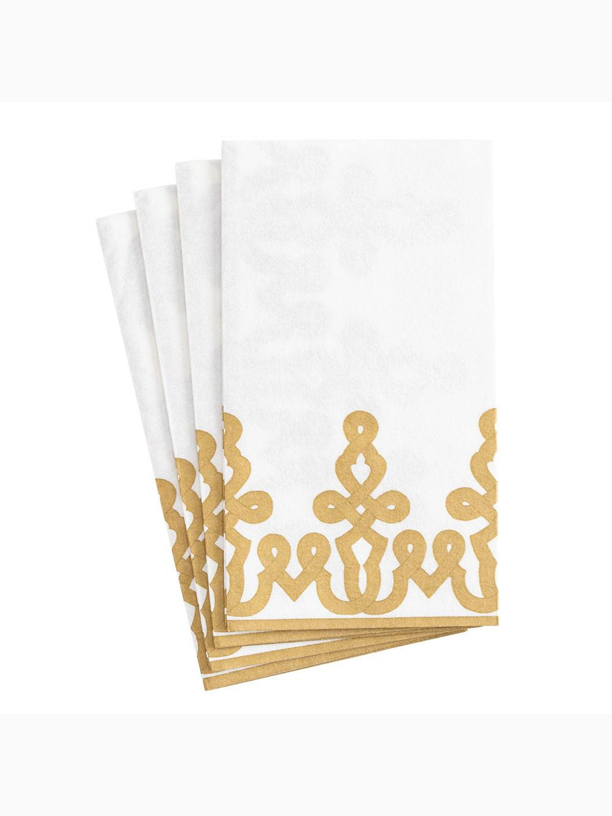 Dessin Passementerie Paper Linen Guest Towels, Gold, Caspari