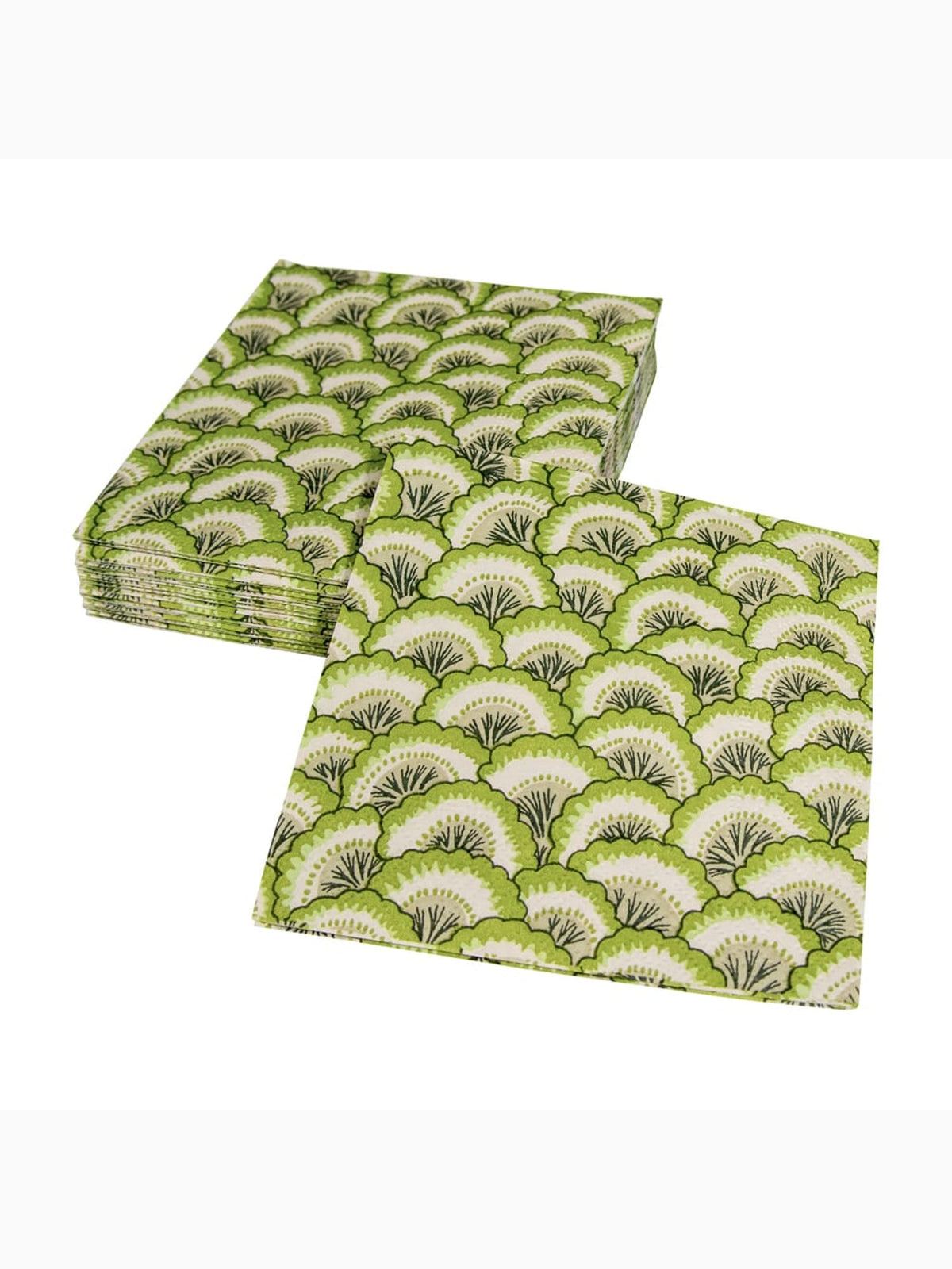 Pontchartrain Scallop Cocktail Napkins, Green, Caspari (3)