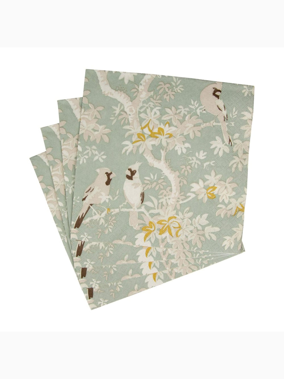 Scenic Songbirds Luncheon Napkins, Celadon, Caspari (2)