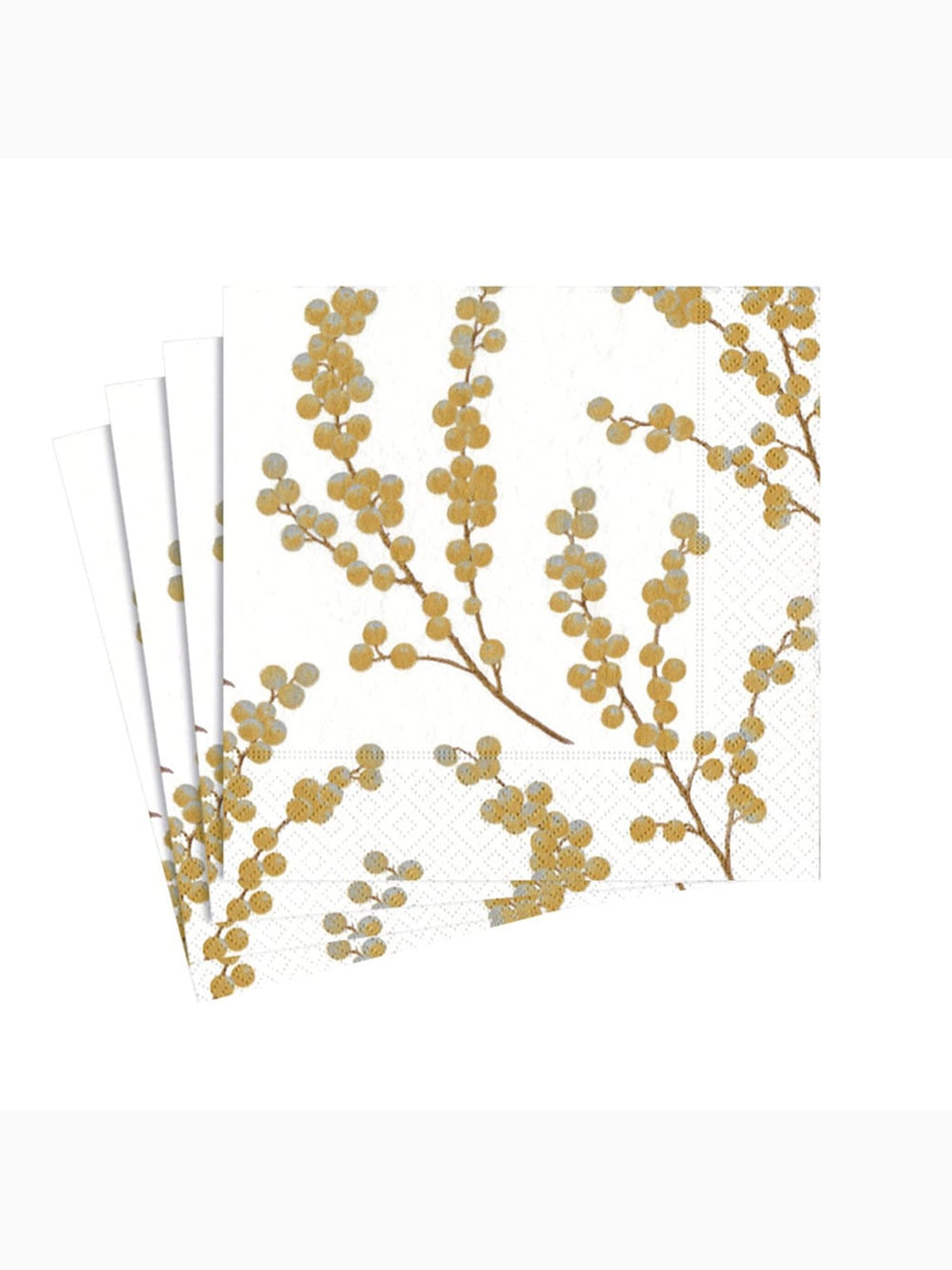 Berry Branches Cocktail Napkins, White/Gold, Caspari (2)
