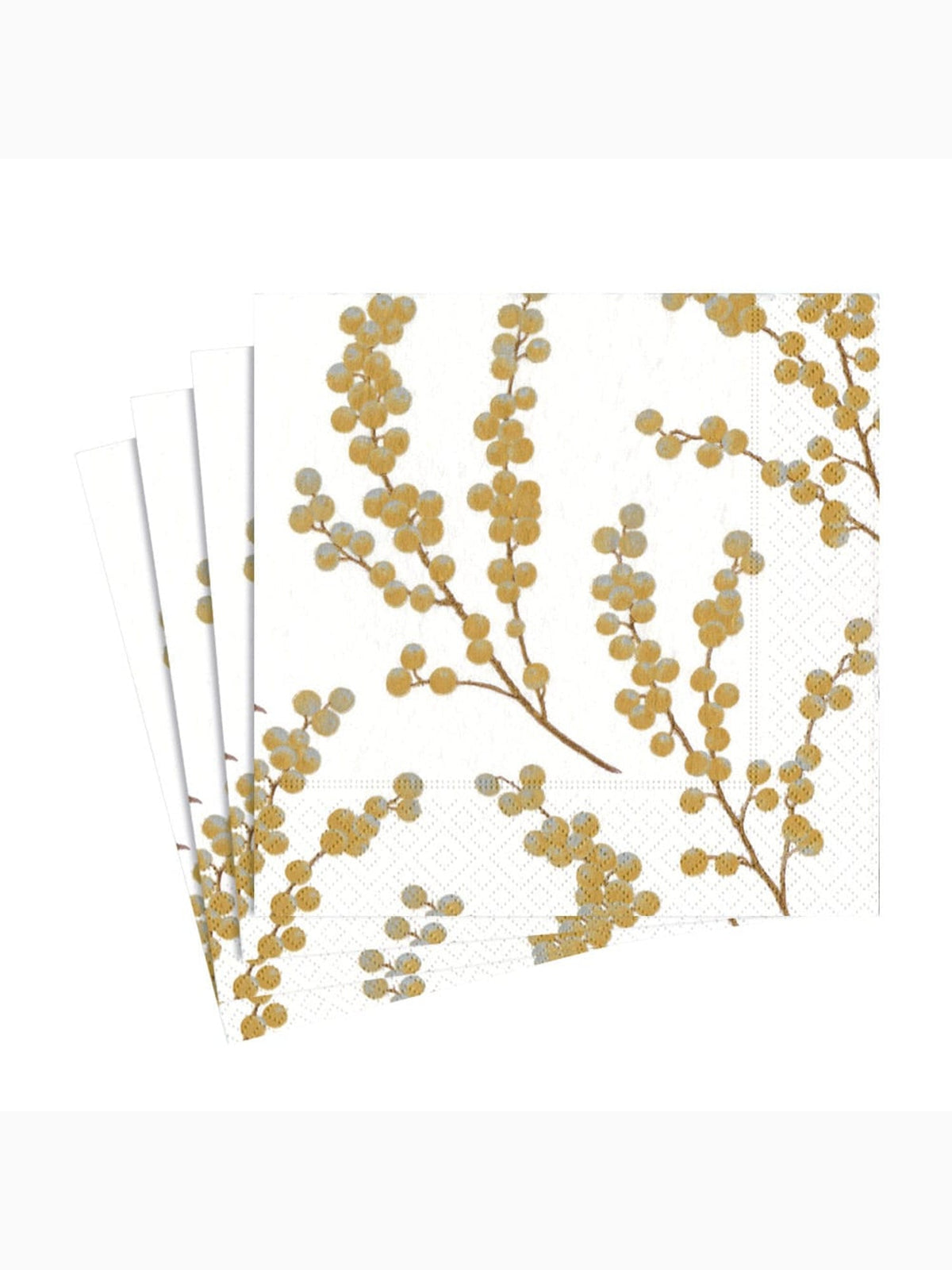 Berry Branches Luncheon Napkins, White/Gold, Caspari (2)