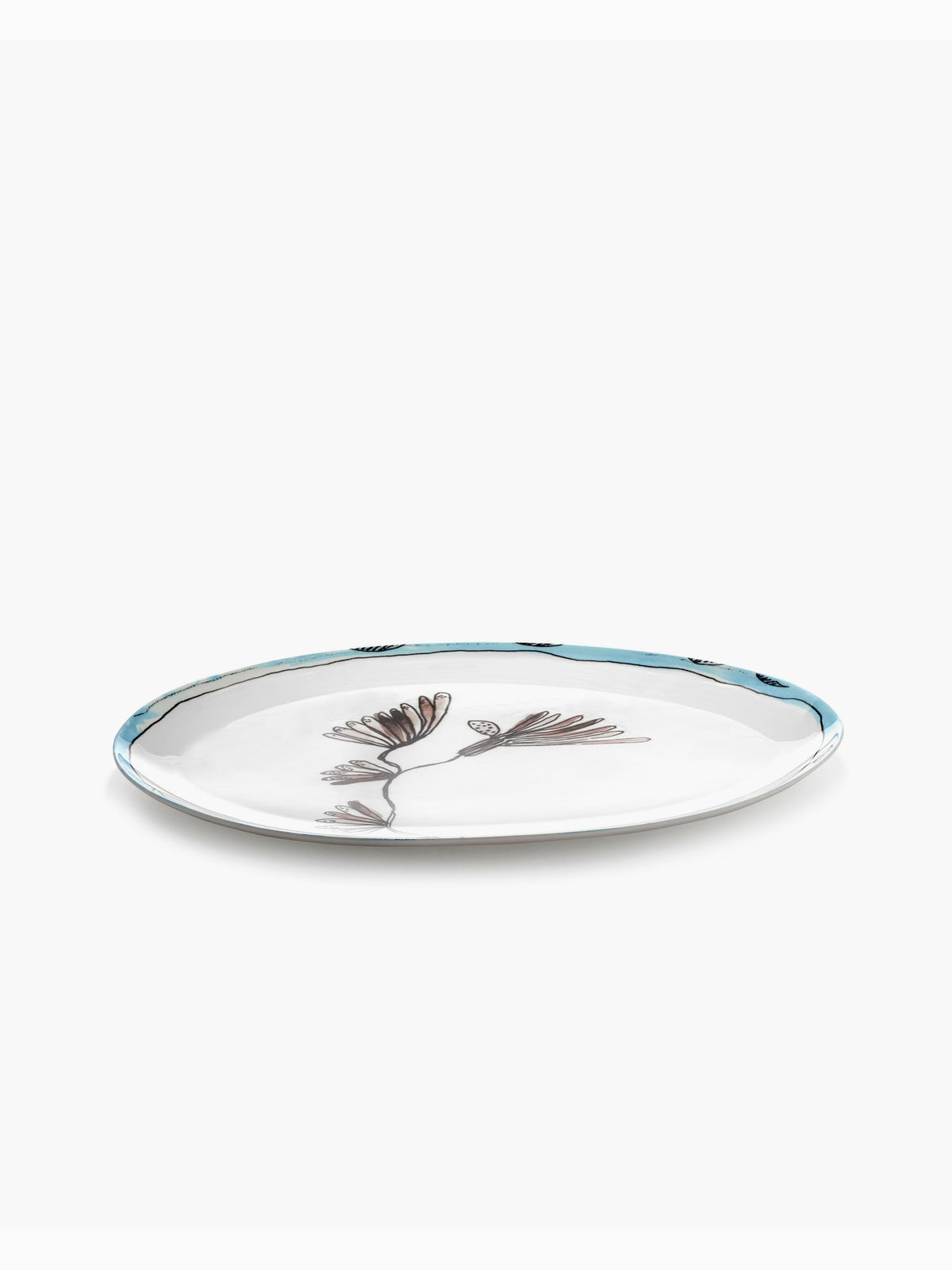Midnight Flowers Oval Plate °2 L, Camelia Aubergine, Serax