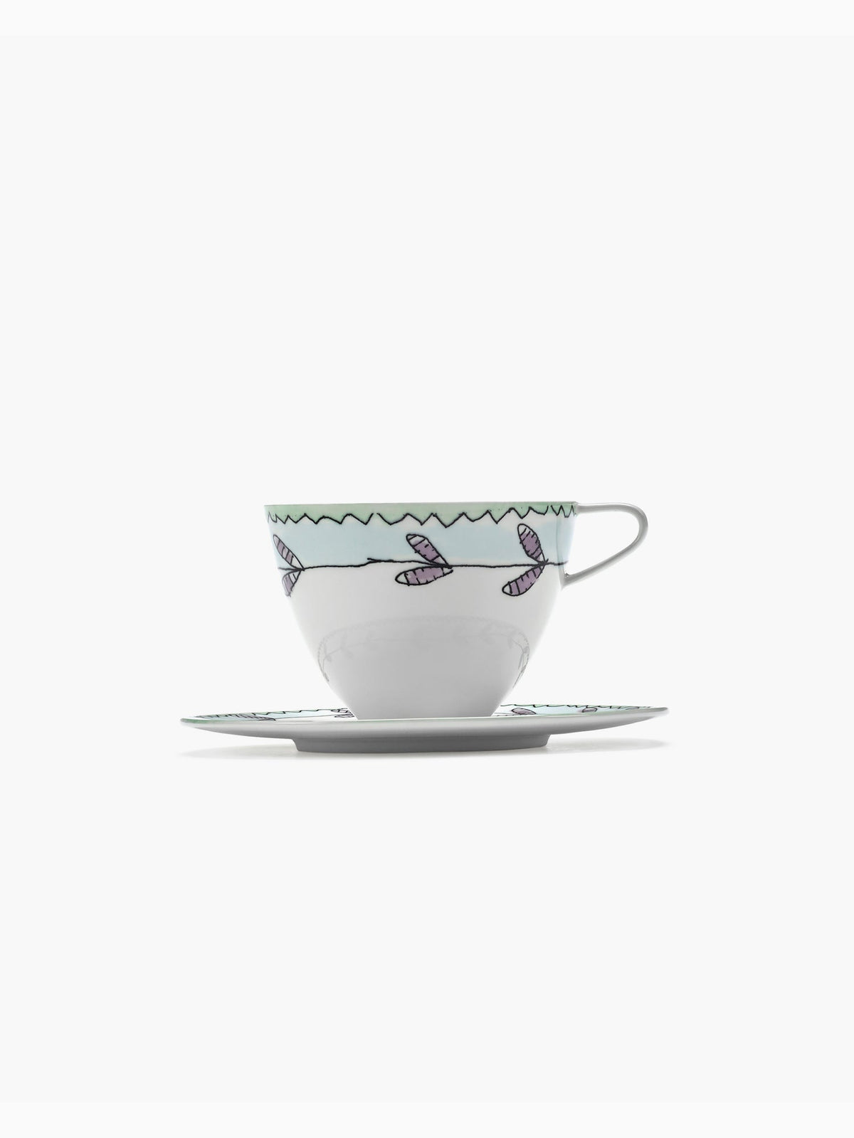 Midnight Flowers Cappuccino Cup with Saucer, Blossom Milk, Serax (4)