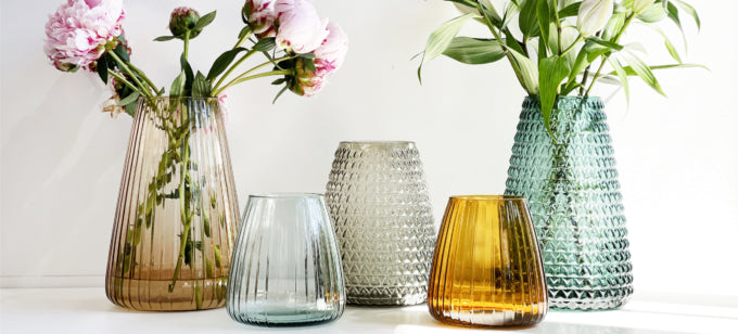 Dim Stripe Vase Small, Smoke Grey, XLBoom (2)