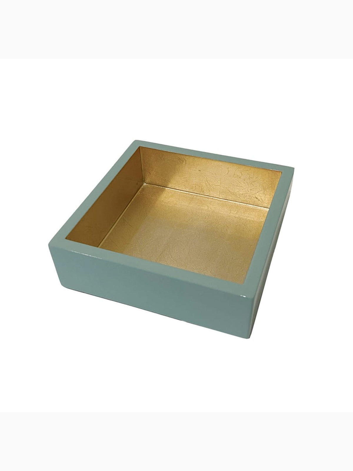 Lacquer Cocktail Napkin Holder, Celadon & Gold, Caspari