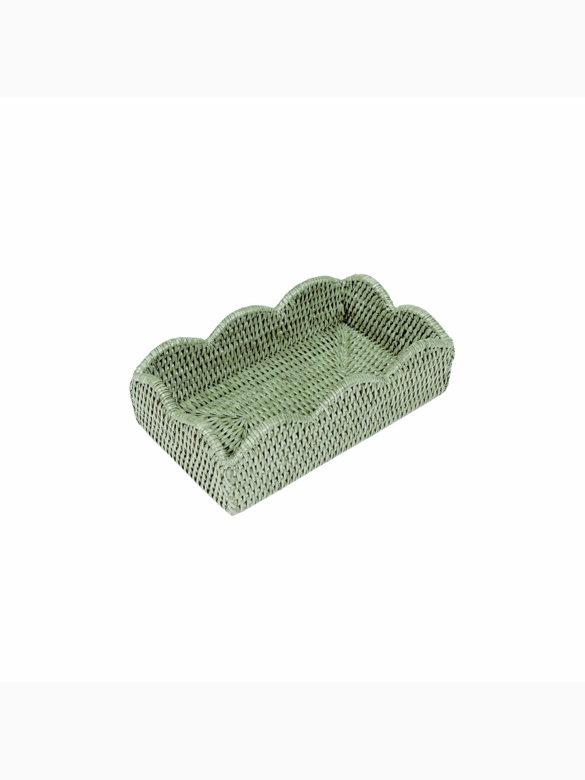Rattan Scallop Guest Towel Holder, Green, Caspari (2)