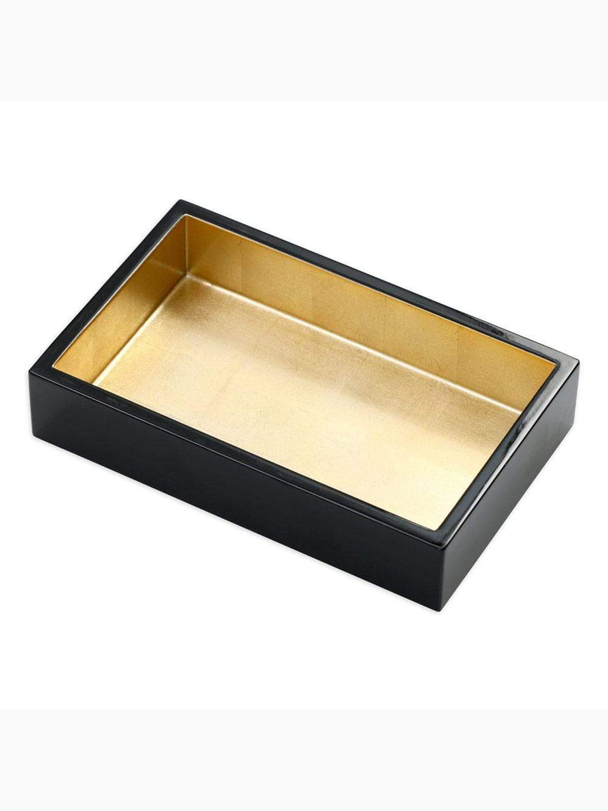 Lacquer Guest Towel Napkin Holder, Black & Gold, Caspari