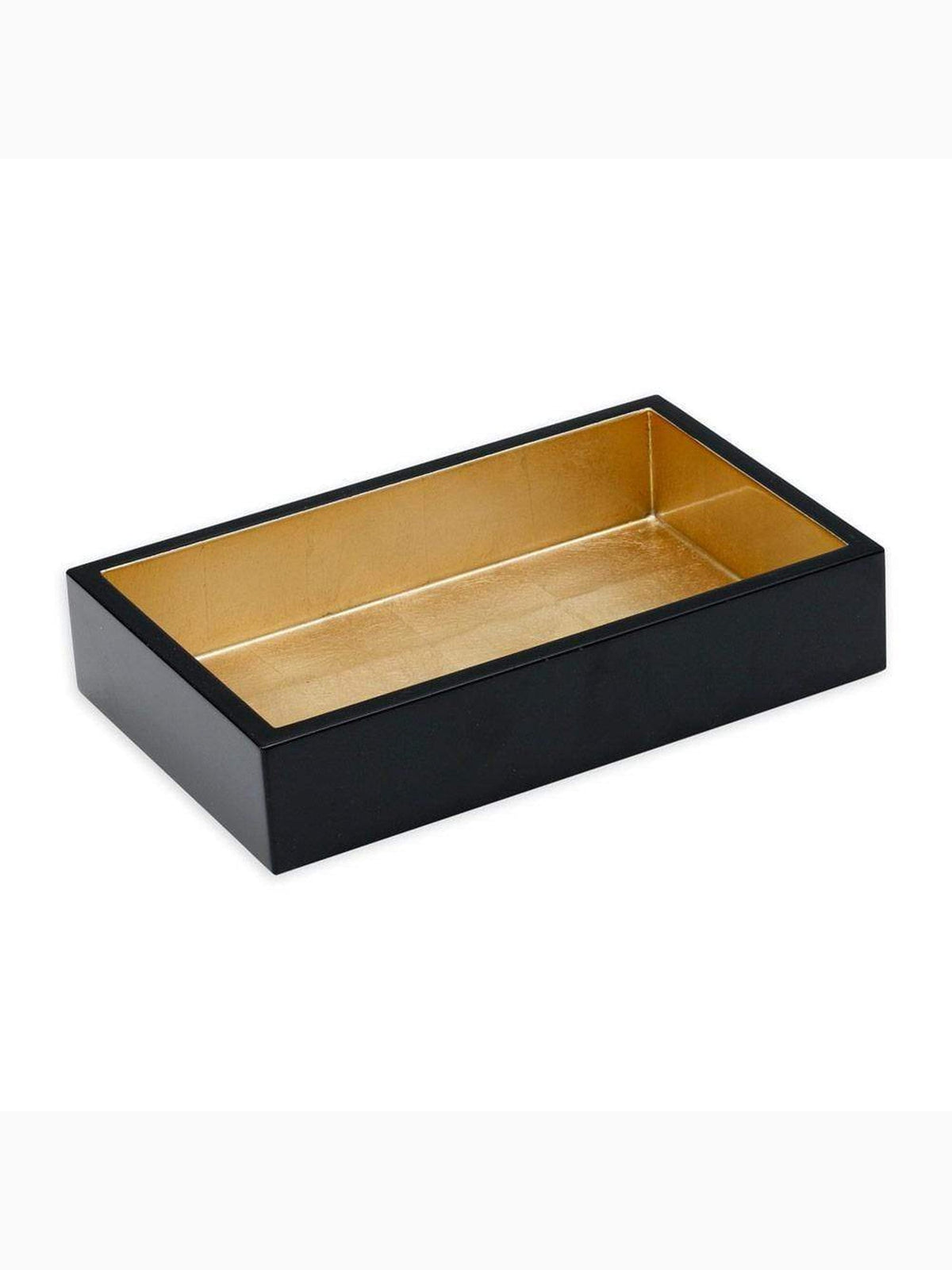 Lacquer Guest Towel Napkin Holder, Black & Gold, Caspari (4)