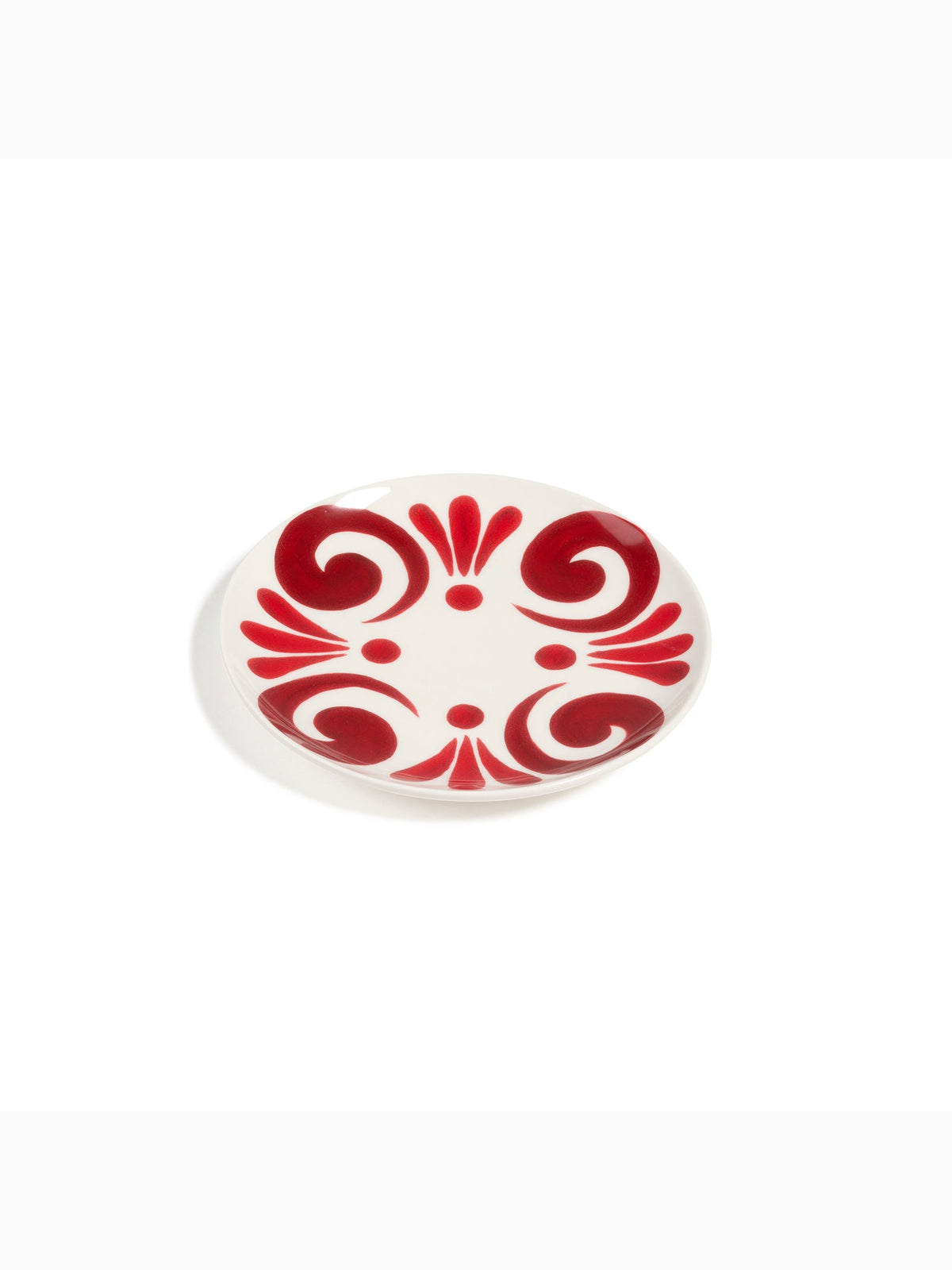Kallos Dessert Plate, Deep Red on White, Themis Z