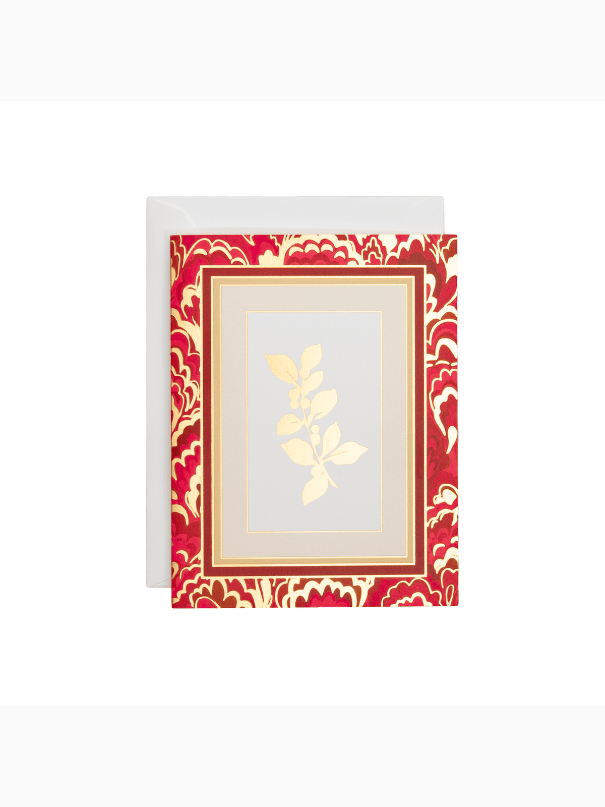 Holly Sprig Marbled Foil Boxed Christmas Cards, Caspari (4)
