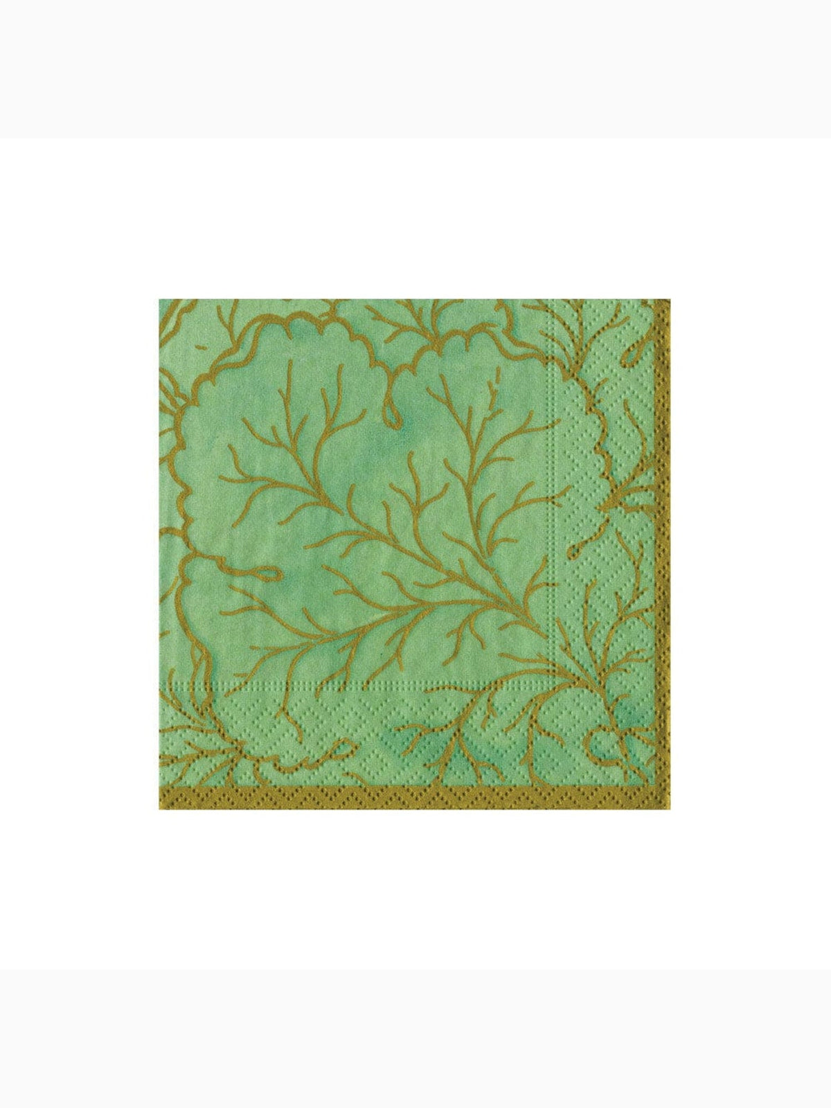 Gilded Majolica Cocktail Napkins, Celadon, Caspari