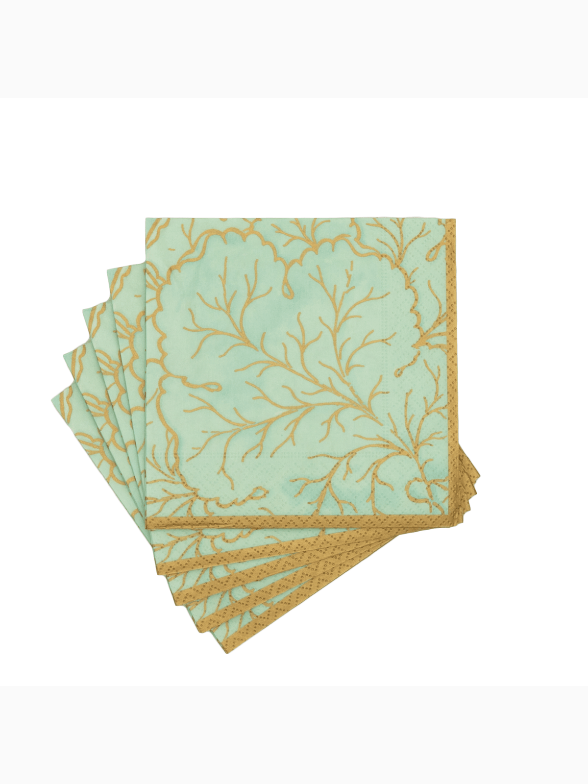 Gilded Majolica Cocktail Napkins, Celadon, Caspari (3)