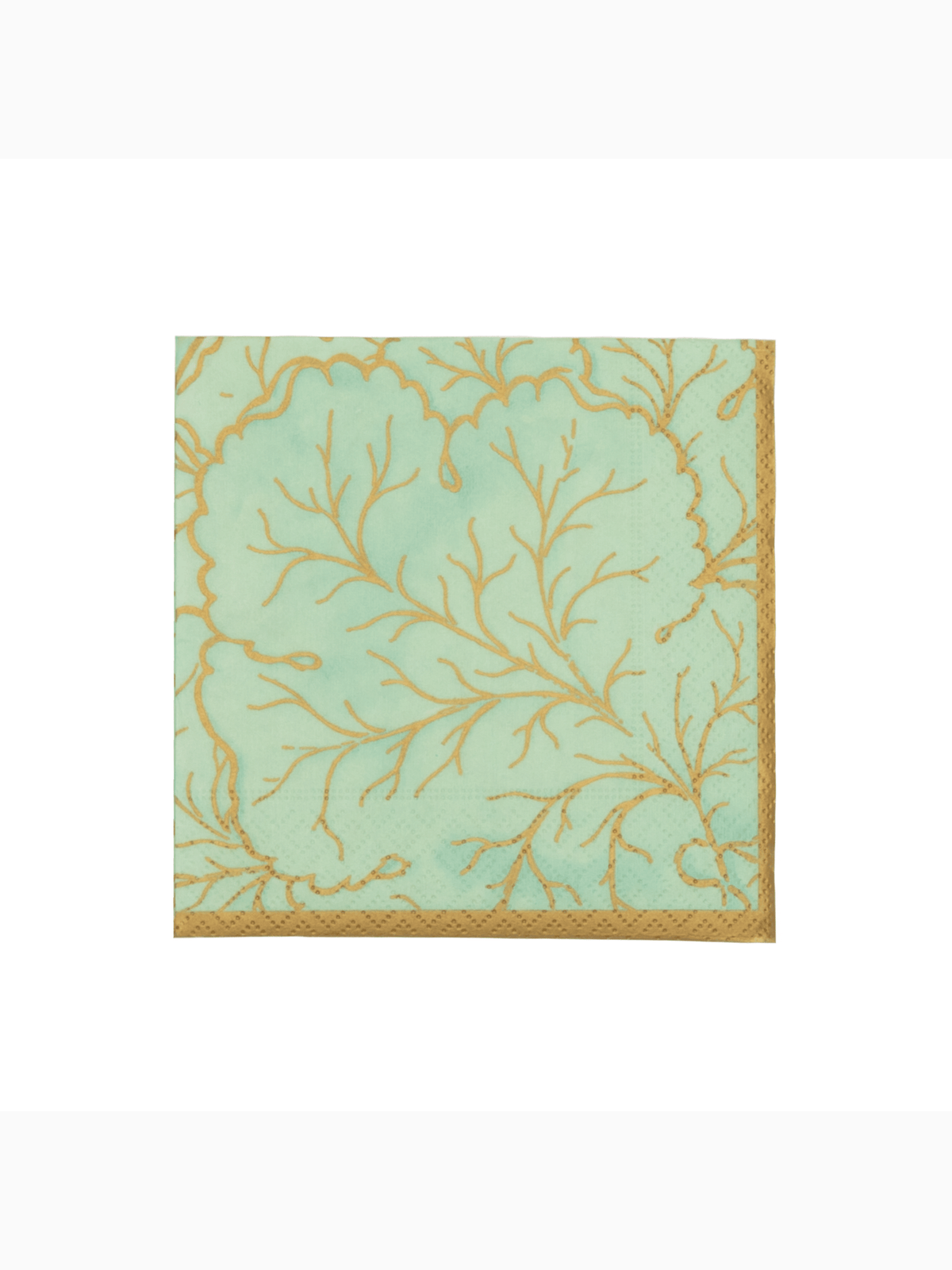 Gilded Majolica Cocktail Napkins, Celadon, Caspari (2)
