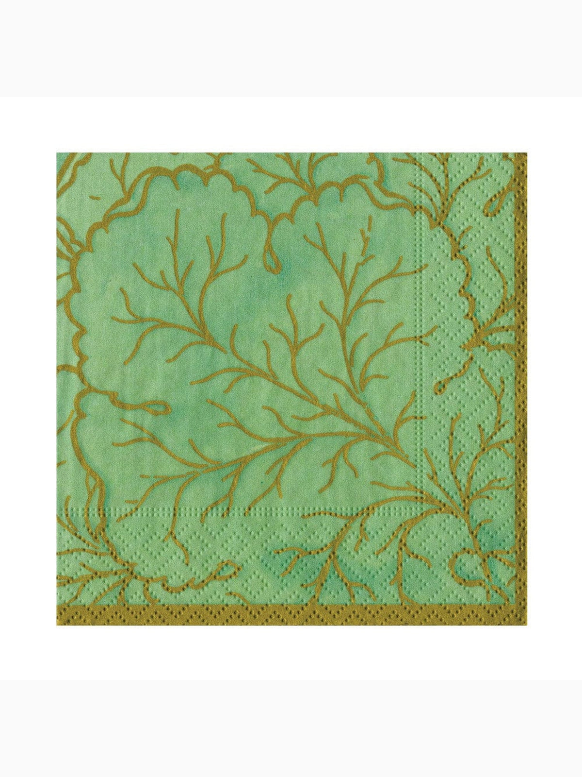 Gilded Majolica Luncheon Napkins, Celadon, Caspari