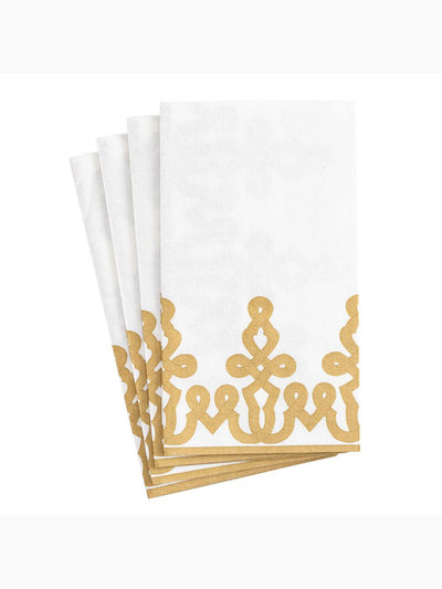 Dessin Passementerie Paper Linen Guest Towels, Gold, Caspari