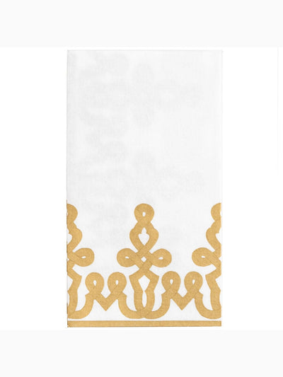 Dessin Passementerie Paper Linen Guest Towels, Gold, Caspari (2)