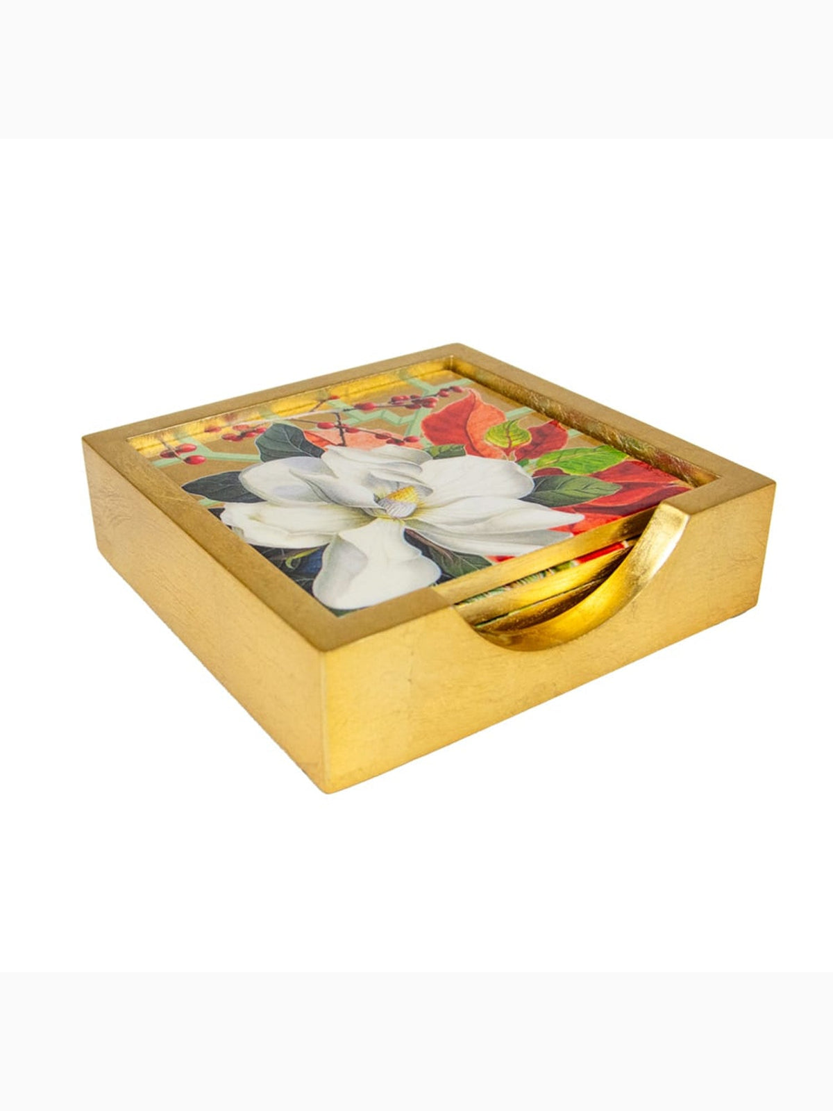 Christmas Garden Lacquer Coasters, Set of 4, Caspari