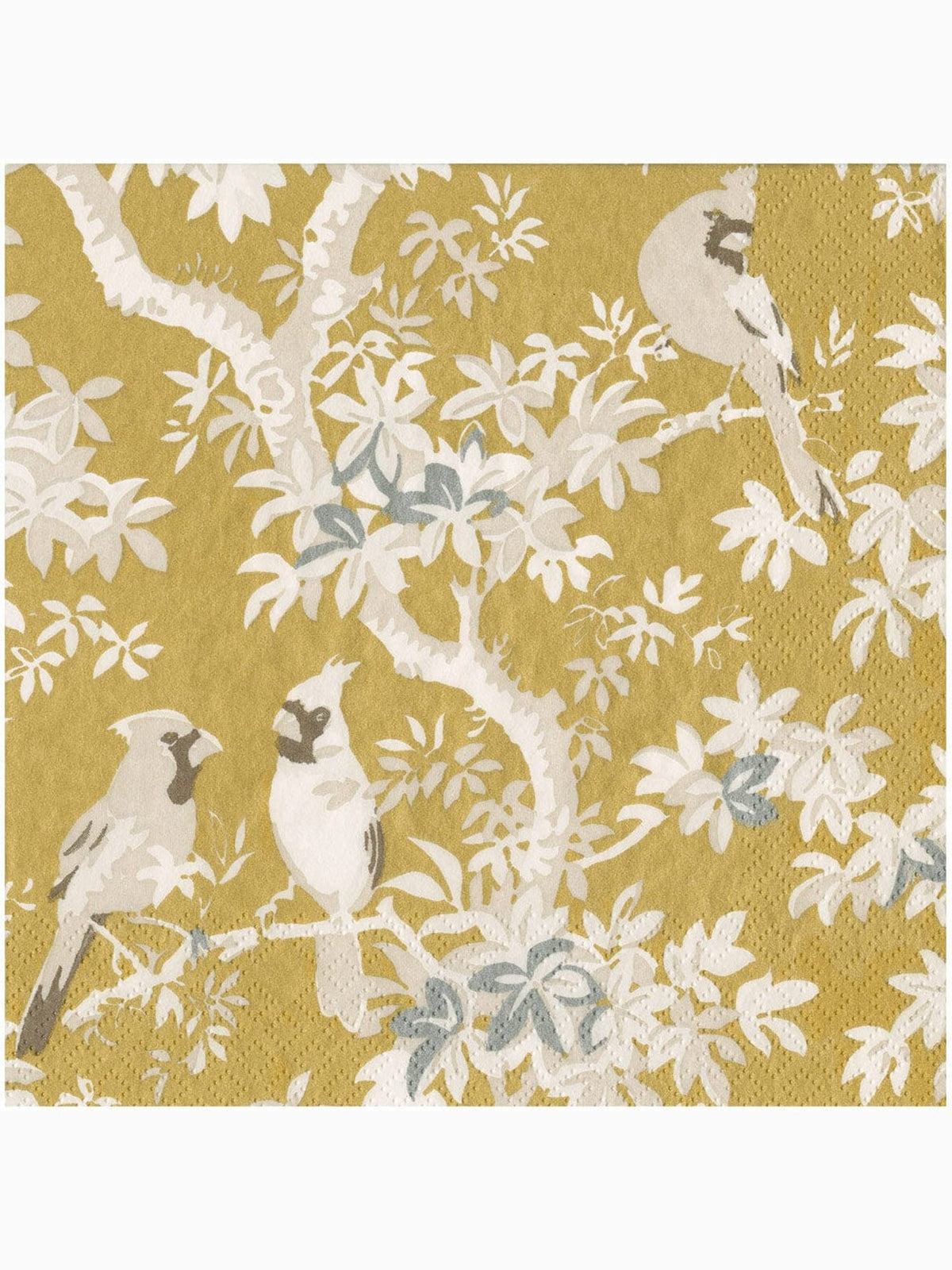 Scenic Songbirds Dinner Napkins, Gold & Ivory, Caspari