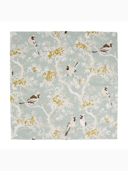 Scenic Songbirds Cocktail Napkins, Celadon, Caspari (4)