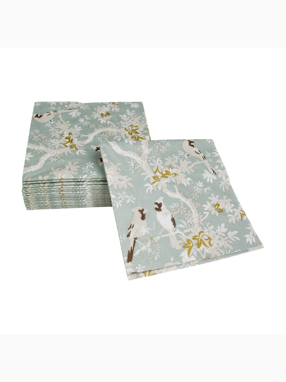Scenic Songbirds Cocktail Napkins, Celadon, Caspari (3)