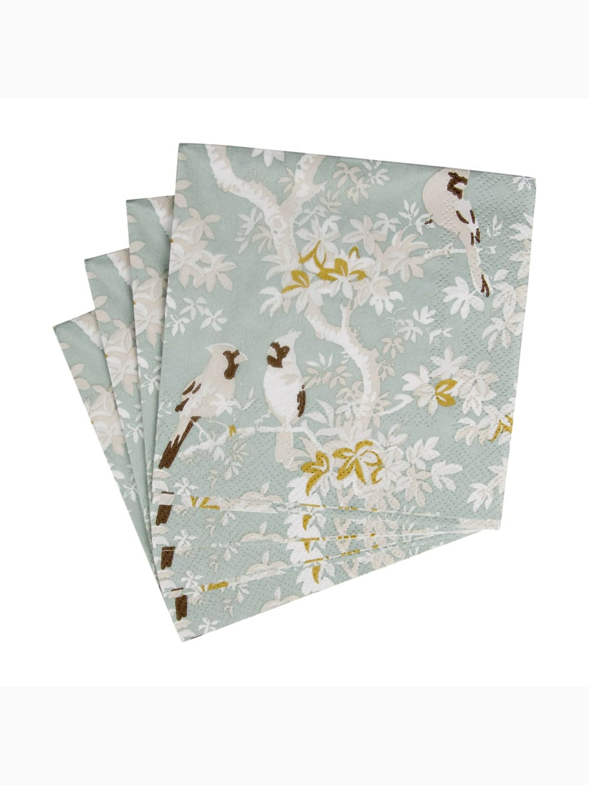 Scenic Songbirds Cocktail Napkins, Celadon, Caspari (2)