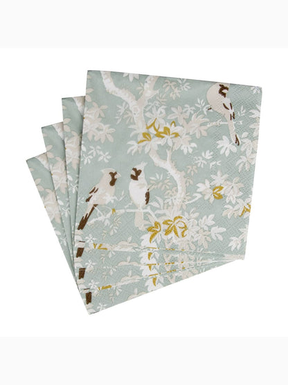 Scenic Songbirds Cocktail Napkins, Celadon, Caspari (2)