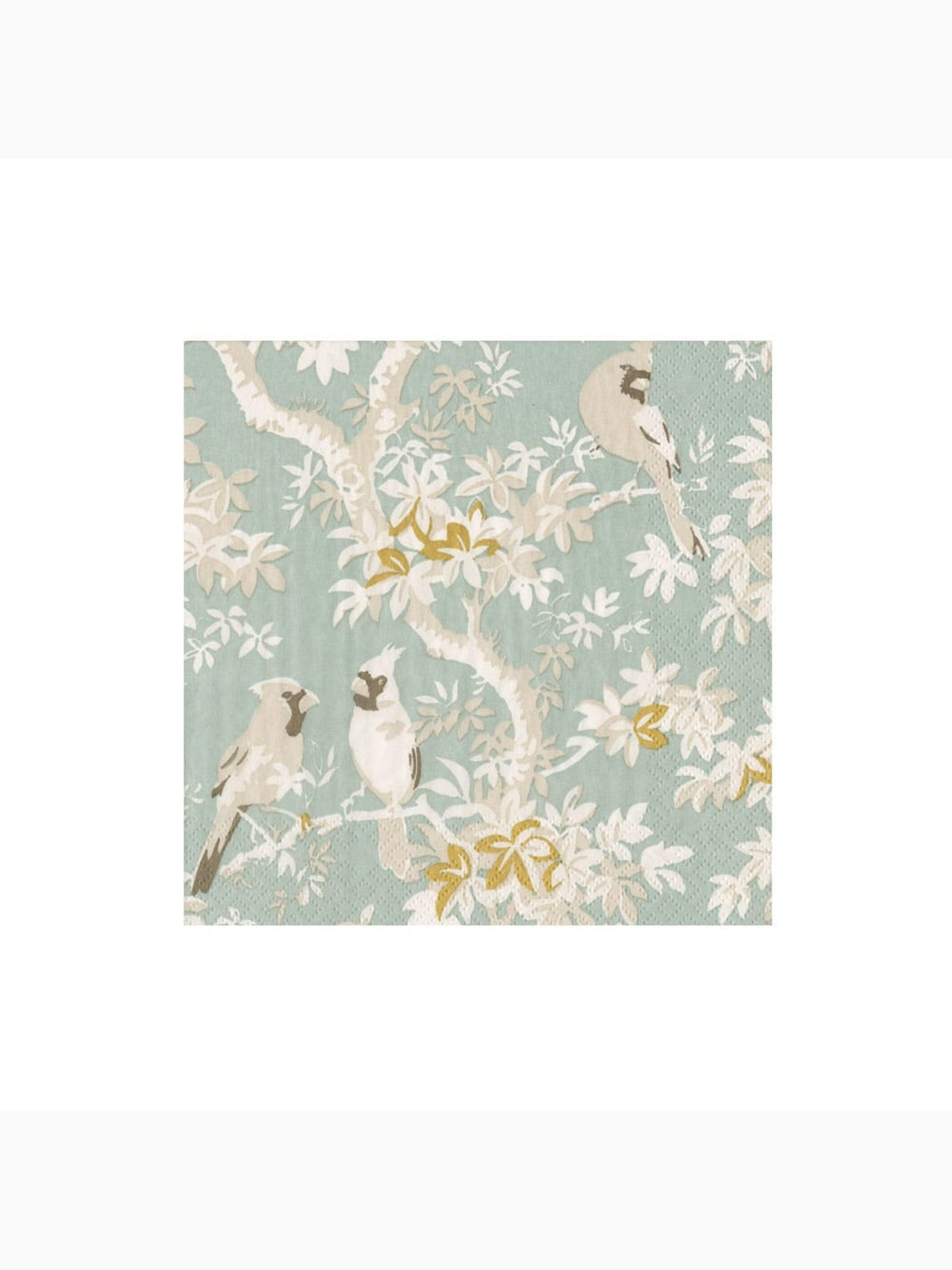 Scenic Songbirds Cocktail Napkins, Celadon, Caspari