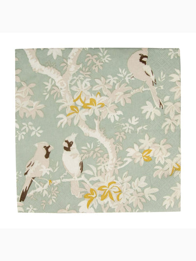 Scenic Songbirds Luncheon Napkins, Celadon, Caspari (4)