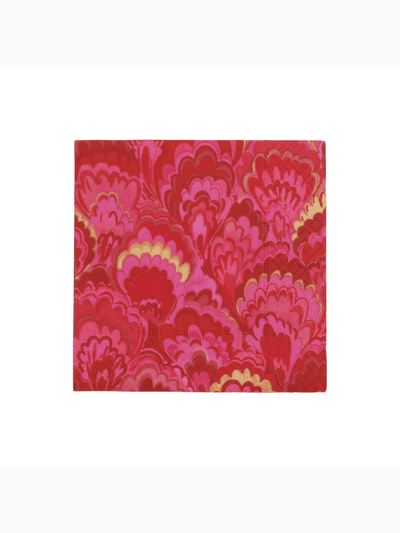 Marbled Ceramica Cocktail Napkins, Red & Fuchsia, Caspari (2)