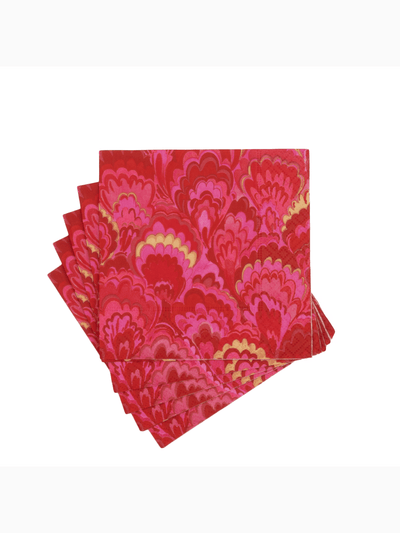 Marbled Ceramica Cocktail Napkins, Red & Fuchsia, Caspari (3)