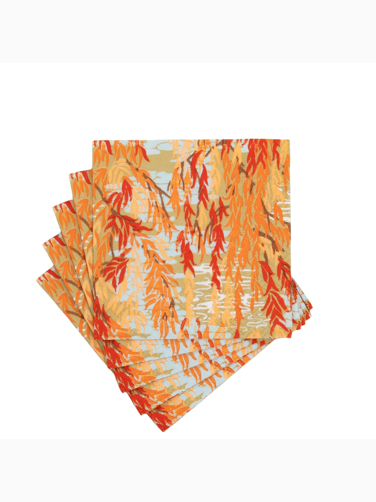 Willows Cocktail Napkins, Coral, Caspari (2)