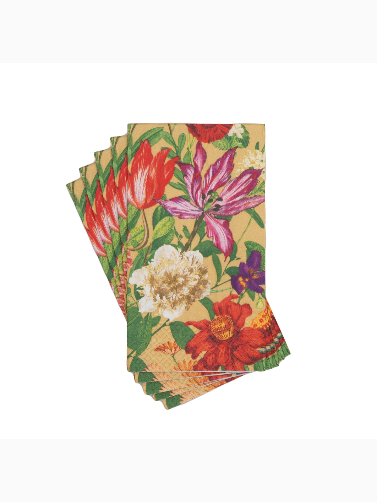 Dutch Floral Guest Towel Napkins, Gold, Caspari (3)