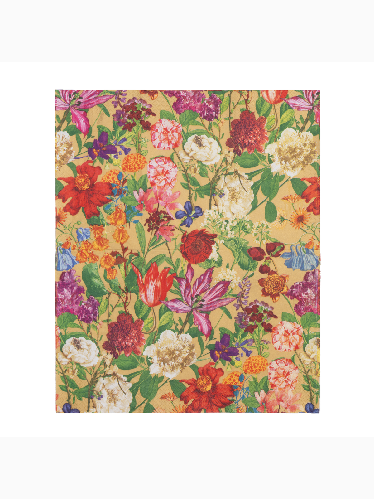 Dutch Floral Guest Towel Napkins, Gold, Caspari (4)