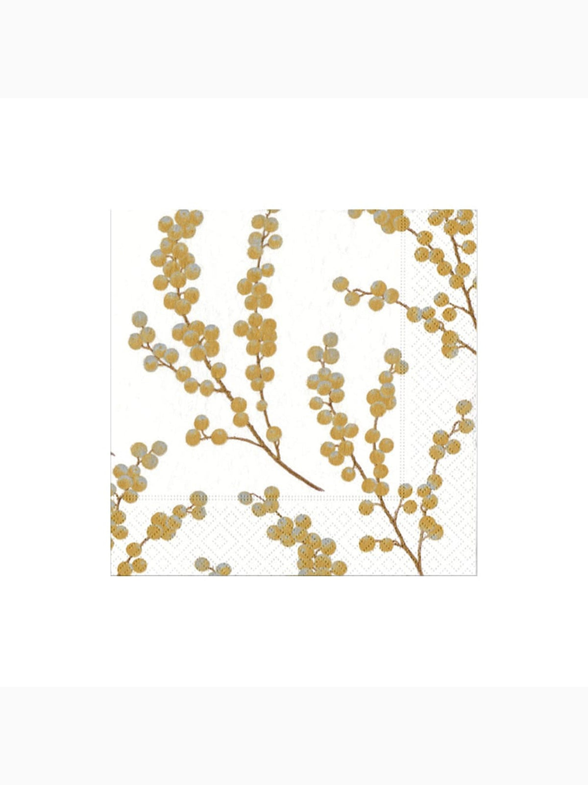 Berry Branches Cocktail Napkins, White/Gold, Caspari