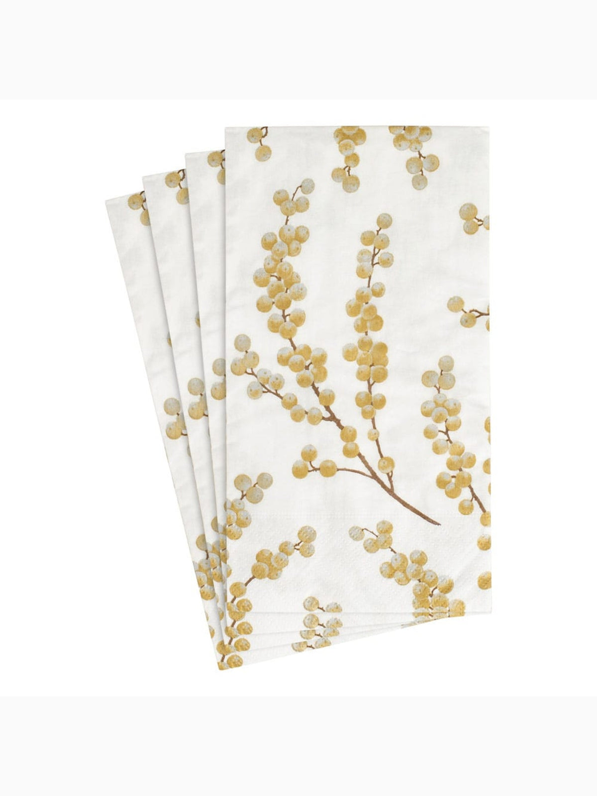 Berry Branches Guest Towel Napkins, White/Gold, Caspari (2)