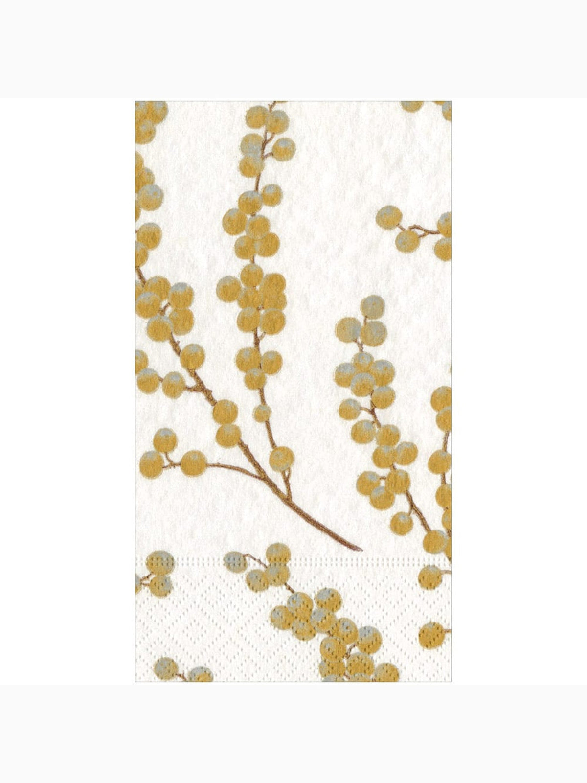 Berry Branches Guest Towel Napkins, White/Gold, Caspari