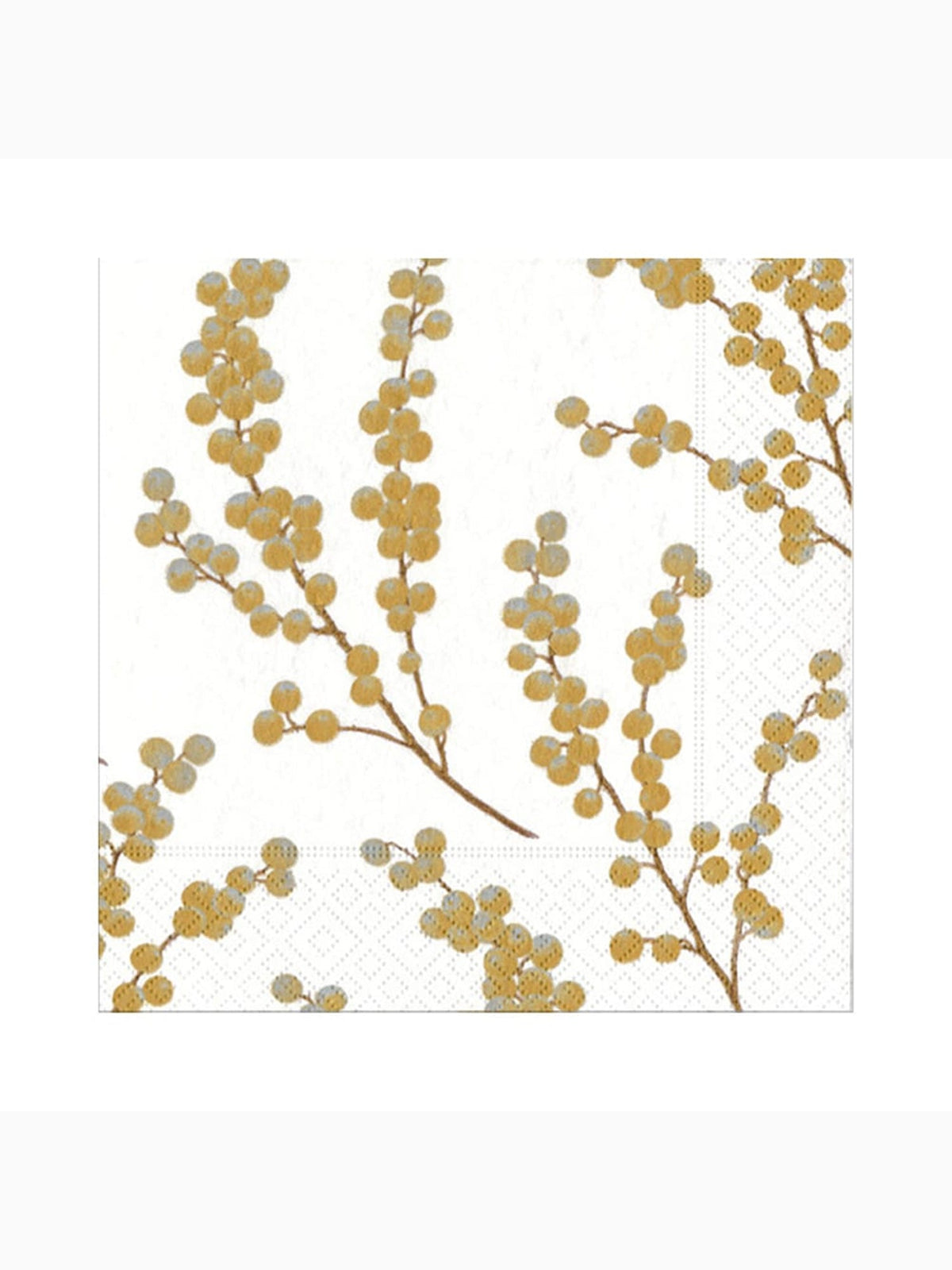 Berry Branches Luncheon Napkins, White/Gold, Caspari