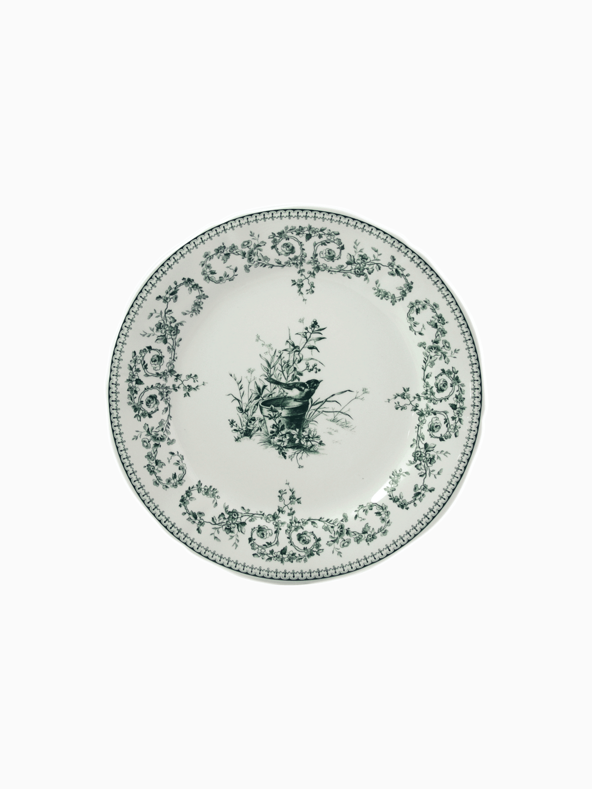 Les Dépareillées Oiseau Dessert Plates, Green (Set of 4), Gien