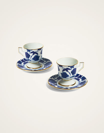 Wildbird Espresso Cups and Saucers Set of 2, La DoubleJ