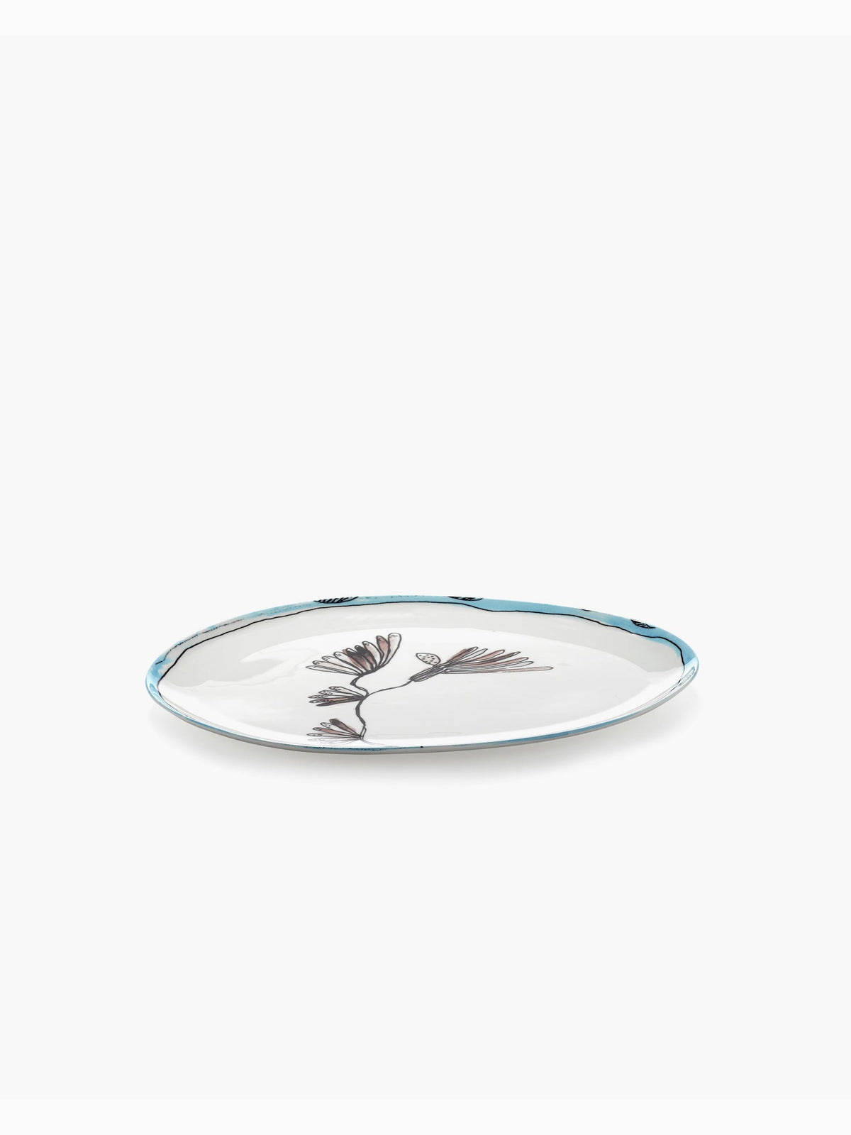 Midnight Flowers Oval Plate °2 S, Camelia Aubergine, Serax