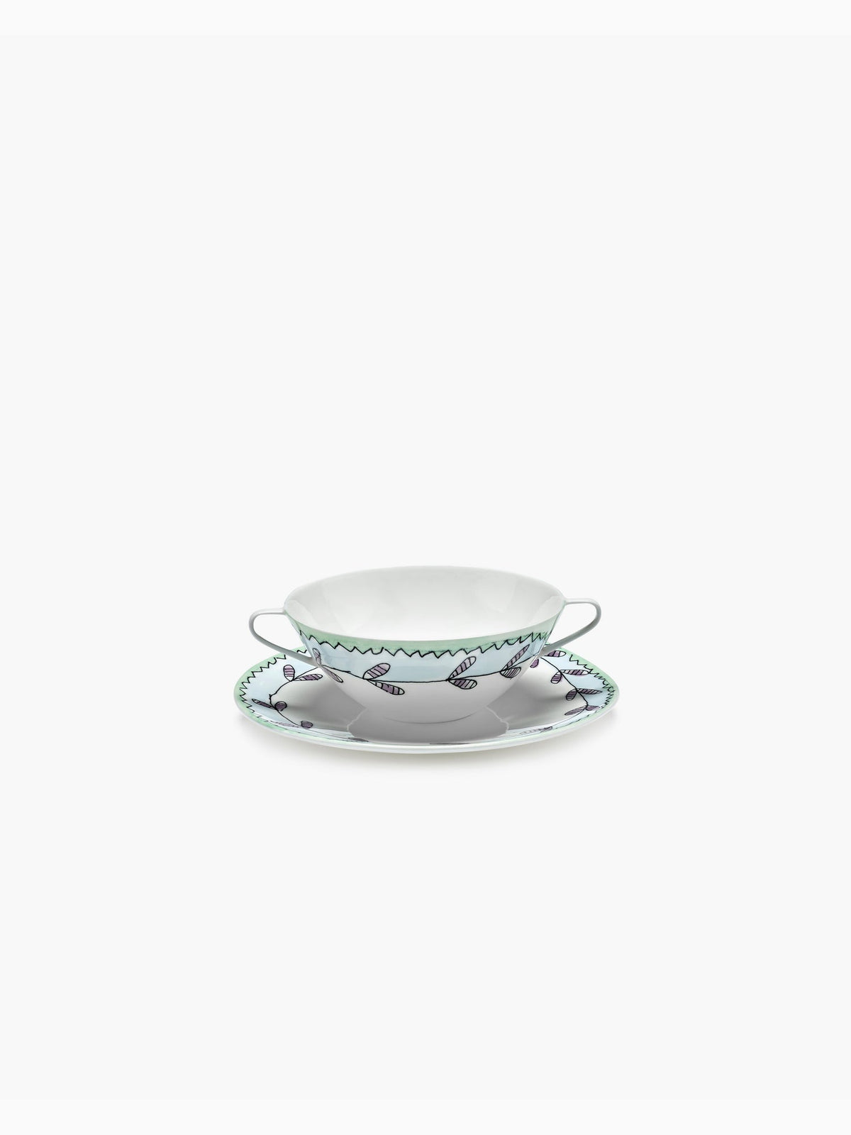 Midnight Flowers Blossom Soup Bowl with Saucer, Milk, Serax
