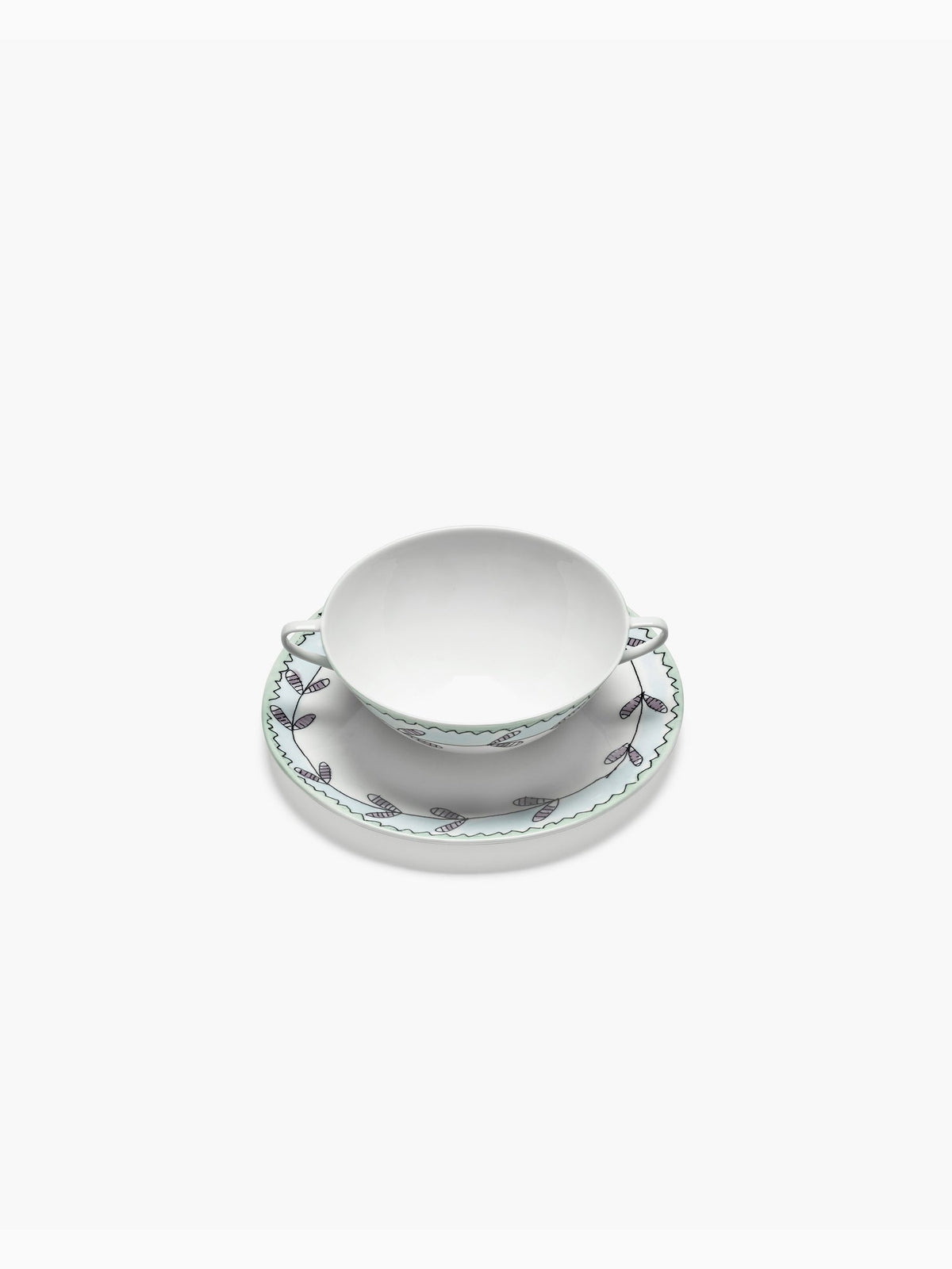 Midnight Flowers Blossom Soup Bowl with Saucer, Milk, Serax (2)