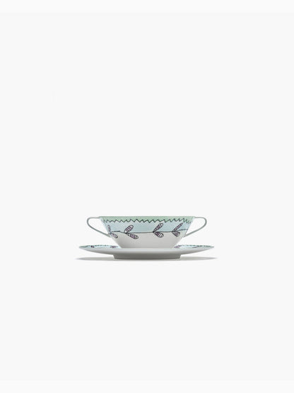 Midnight Flowers Blossom Soup Bowl with Saucer, Milk, Serax (3)
