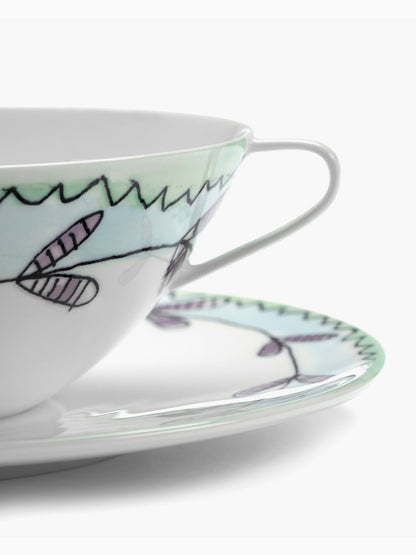 Midnight Flowers Blossom Soup Bowl with Saucer, Milk, Serax (4)