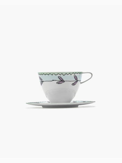 Midnight Flowers Cappuccino Cup with Saucer, Blossom Milk, Serax (4)