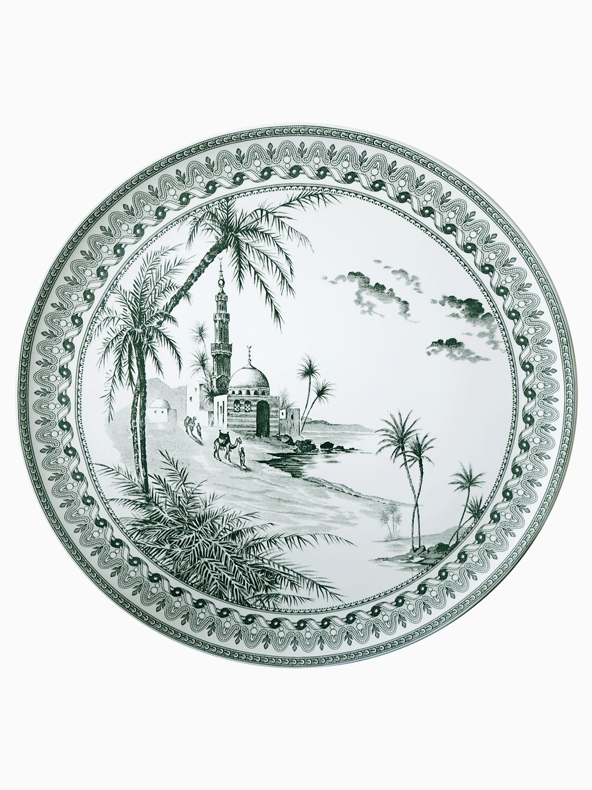Les Dépareillées Vues d'Orient Large Wall Platter, Green, Gien