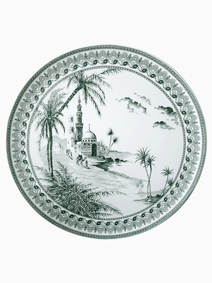 Les Dépareillées Vues d'Orient Large Wall Platter, Green, Gien
