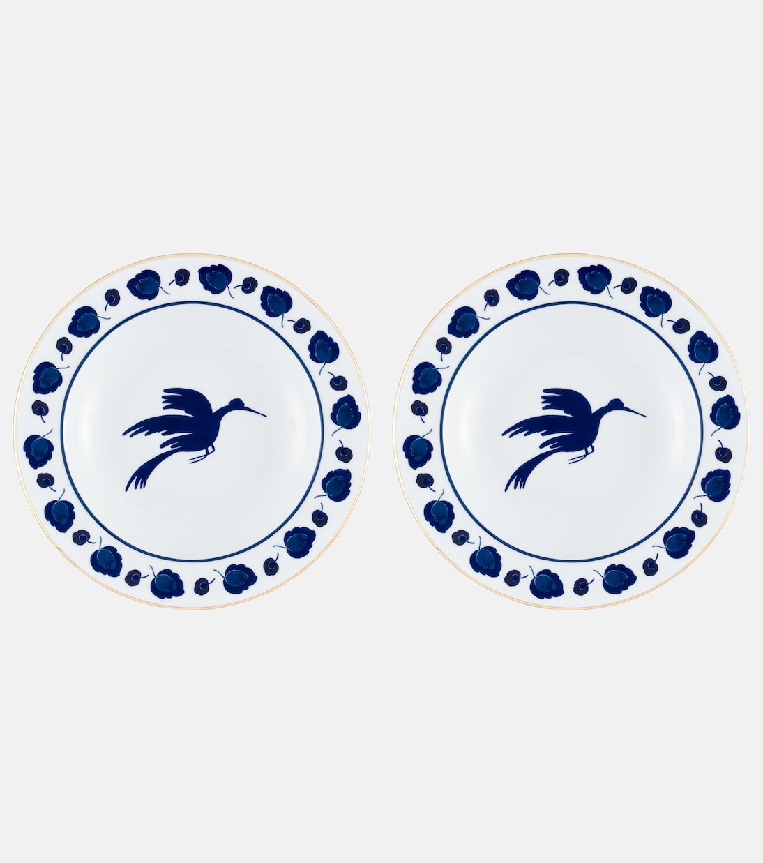 Wildbird Soup Plates Set of 2, Blue, La DoubleJ